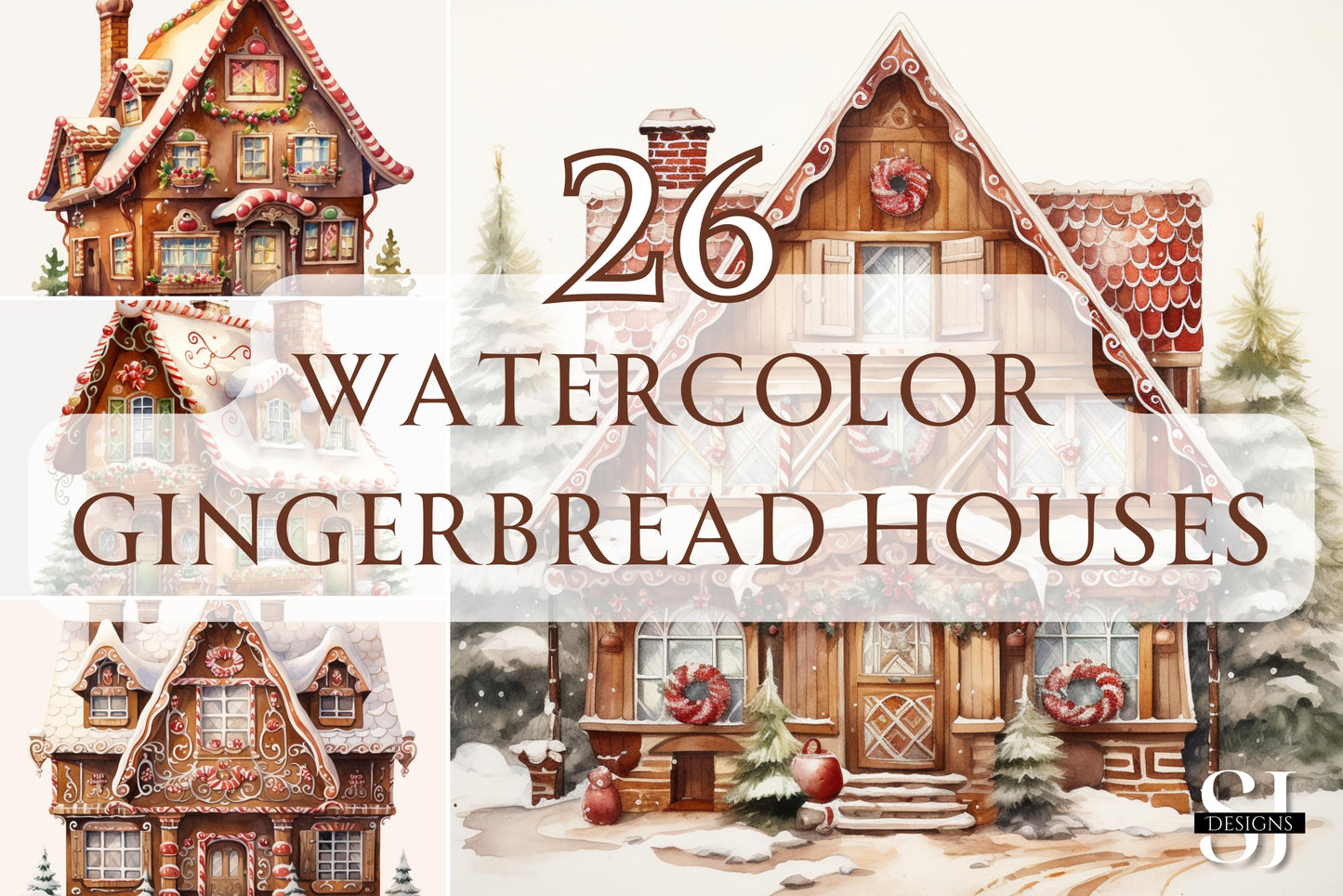 Watercolor Gingerbread Houses - Sunny Jar Personalized Designs