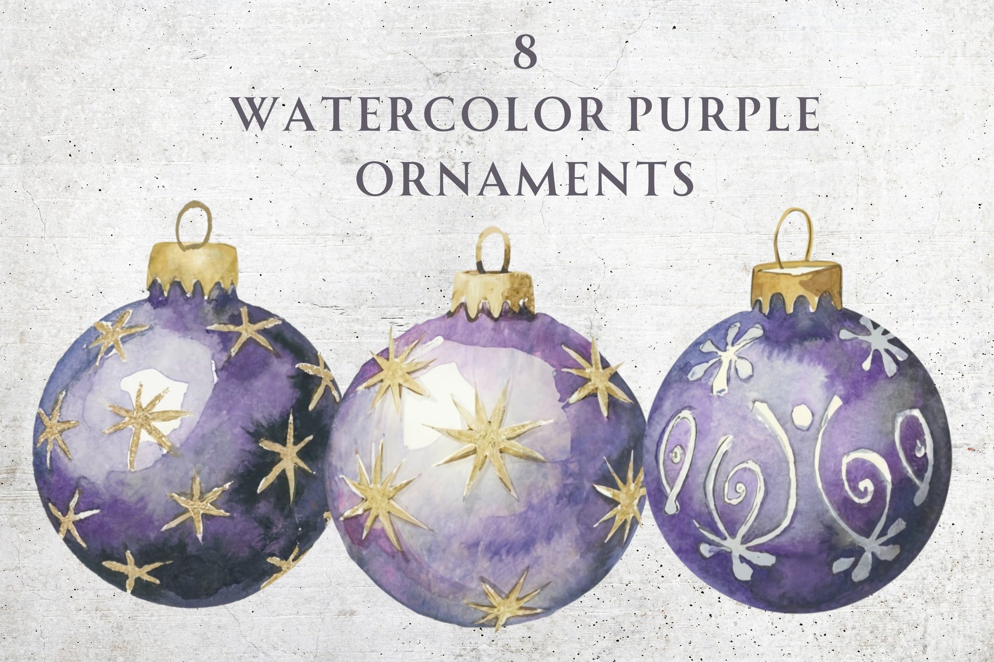 Watercolor Purple Christmas Ornaments - Sunny Jar Personalized Designs