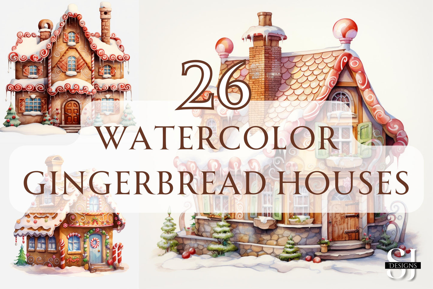 Watercolor Gingerbread Houses - Sunny Jar Personalized Designs