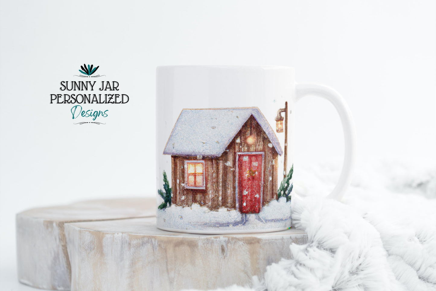 Painted Winter Cabin Scenes - Sunny Jar Personalized Designs