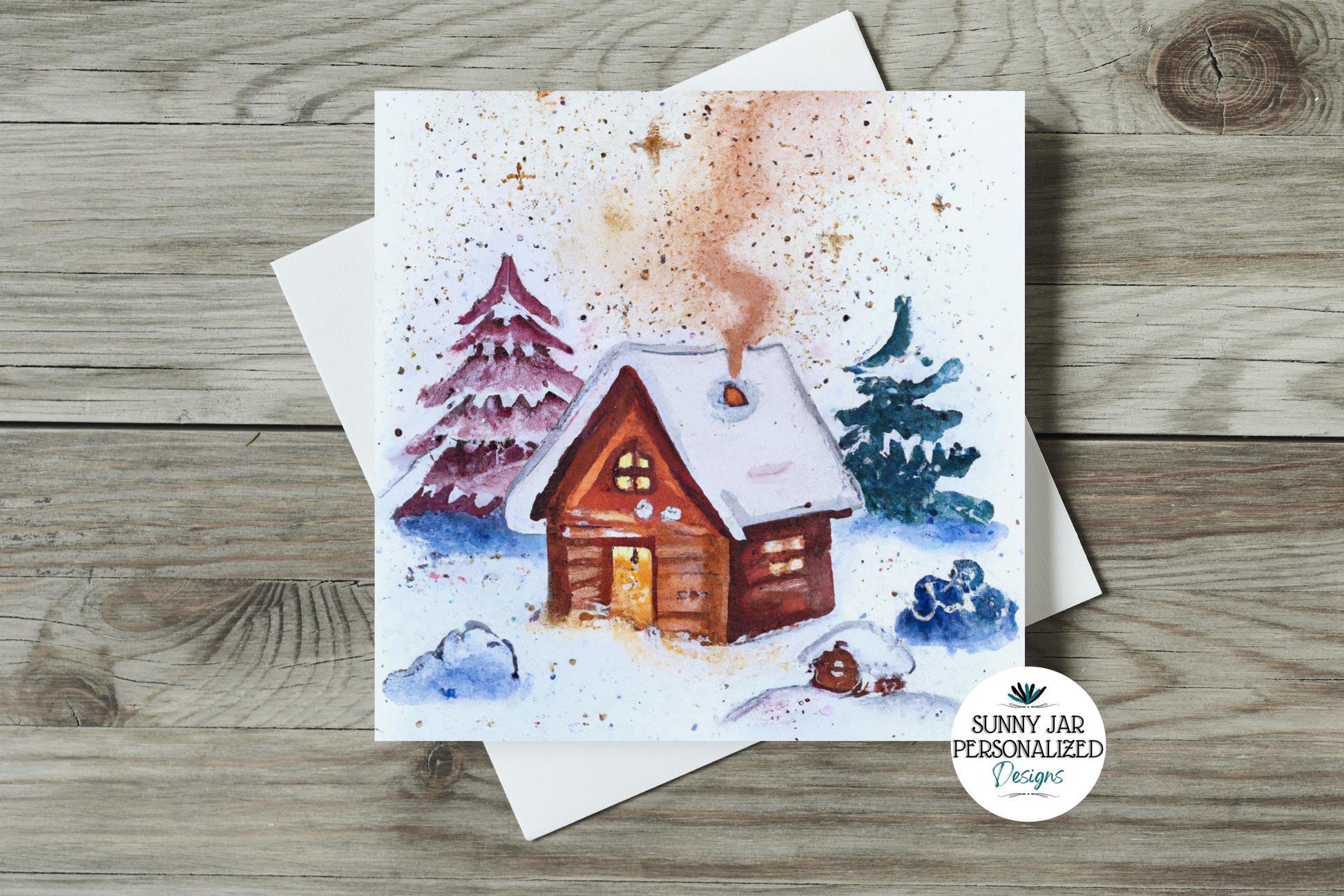 Painted Winter Cabin Scenes - Sunny Jar Personalized Designs